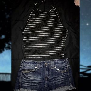 Striped Halter Tank Crop Top